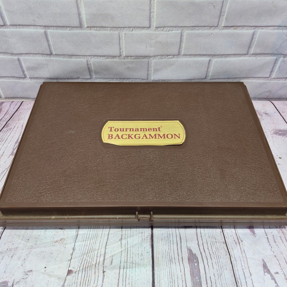 Vintage 1976 E.S. Lowe Tournament Backgammon Set Brown Case Milton Bradley 24314